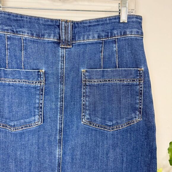 ANTHROPOLOGIE | pilcro the skipper seamed midi skirt | 6 | medium wash denim - Picture 7 of 12